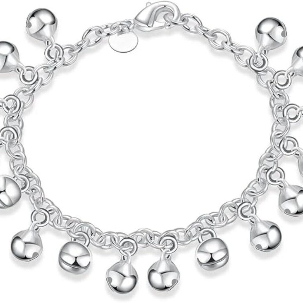 BRAND NEW Bell Bracelet 925 Sterling Silver Bells Sounds Bead Chain Bracelet